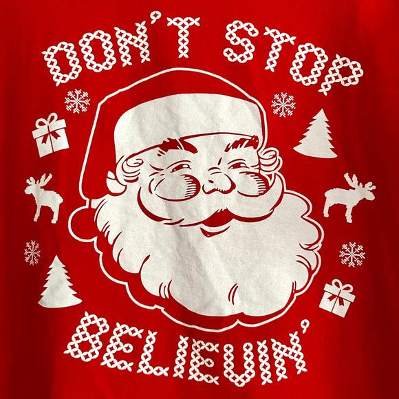 Don't Stop Believin' Santa Vintage Look Graphic T-shirt Unisex Size XL - Picture 2 of 5